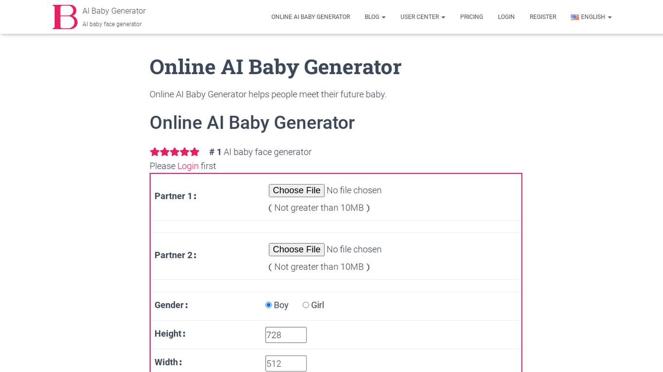 Online AI Baby Generator Screenshot