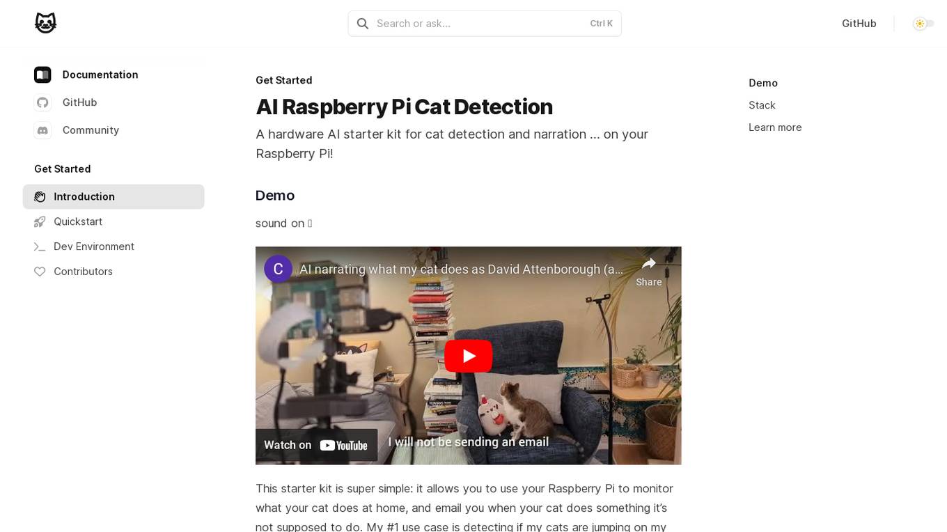 AI Raspberry Pi Cat Detection Screenshot