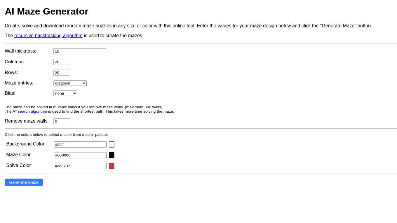 AI Maze Generator Screenshot