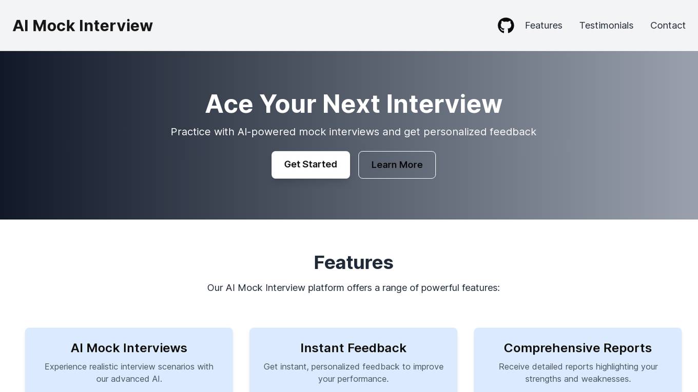 AI Mock Interview Screenshot