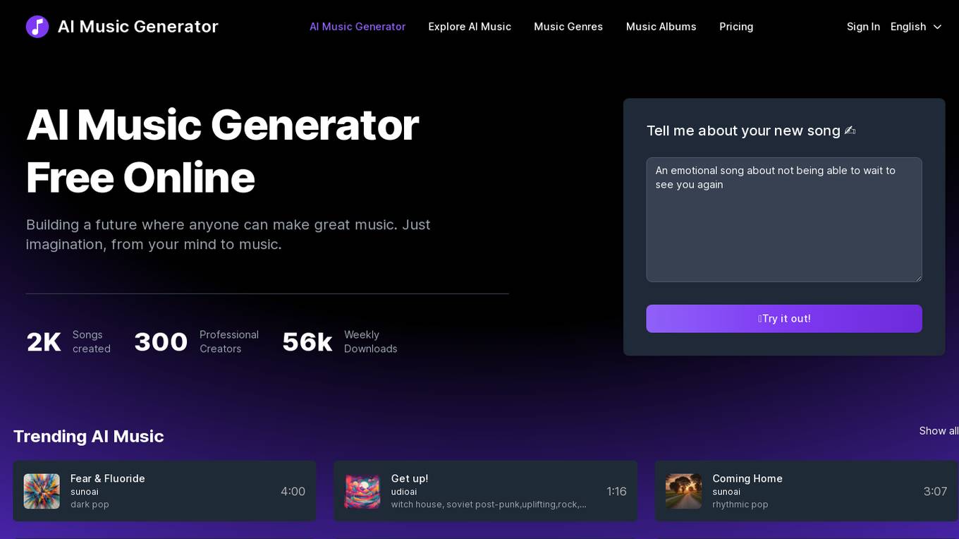 AI Music Generator Screenshot