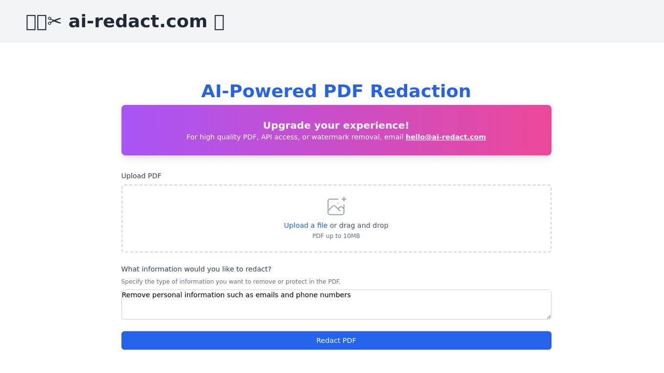 AI PDF Redaction Tool App Screenshot