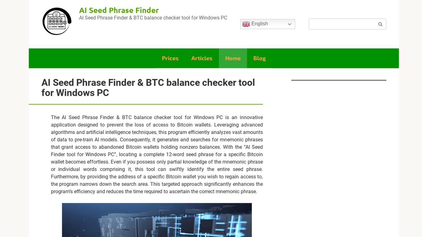 AI Seed Phrase Finder & BTC balance checker tool for Windows PC screenshot