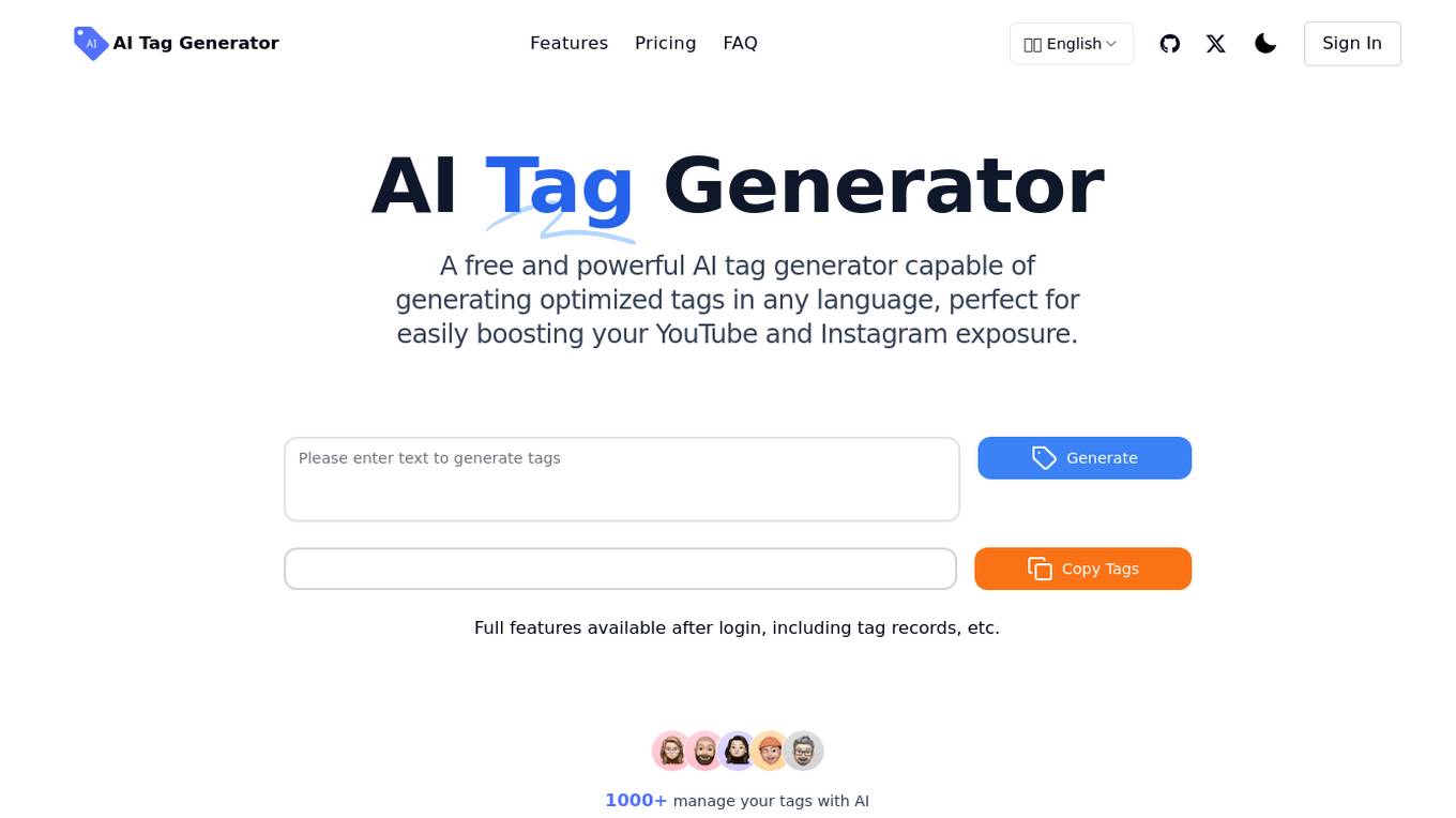 AI Tag Generator Screenshot