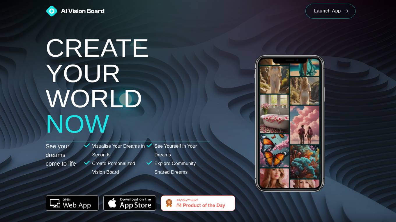 AI VisionBoard Launch App screenshot