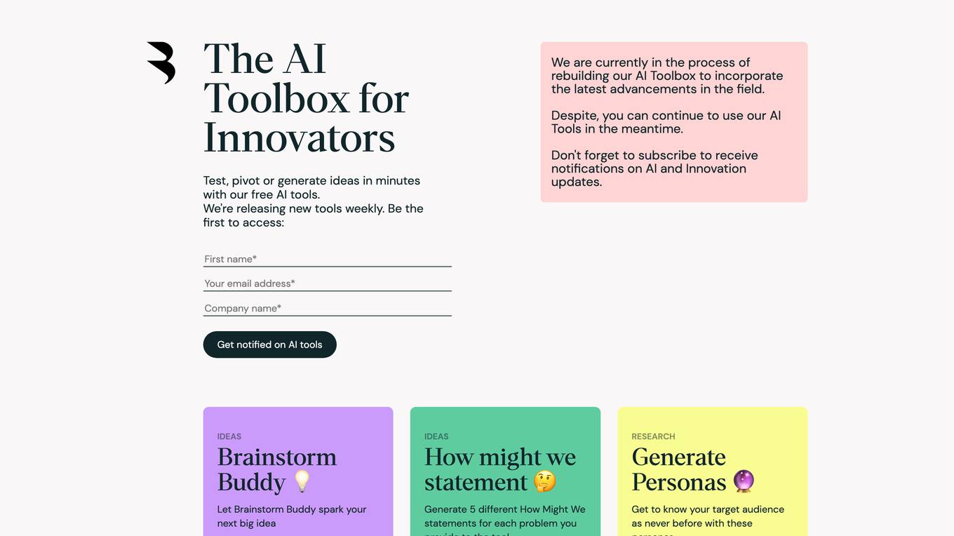 AI Toolbox for Innovators screenshot