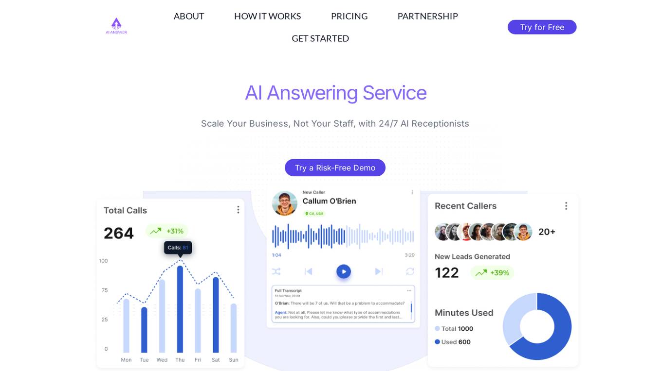 AI Answering Service Screenshot