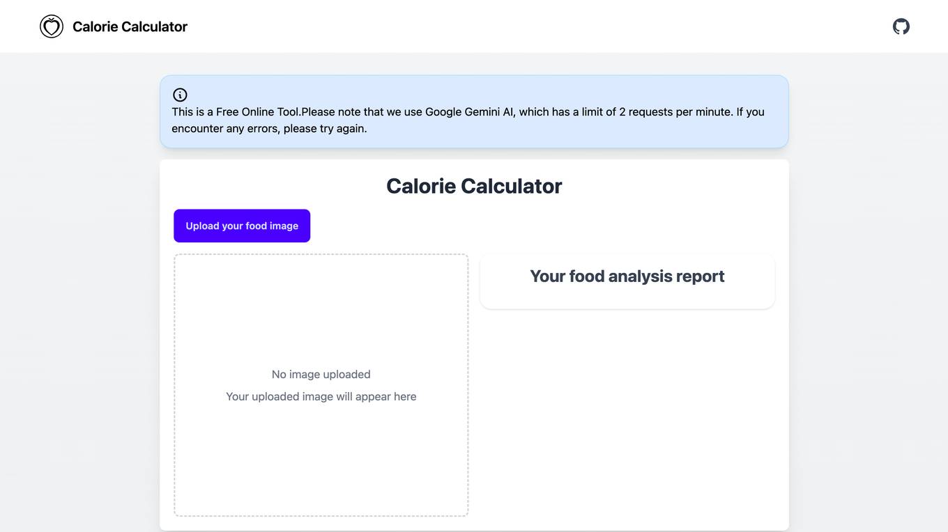 AI Calorie Calculator Screenshot