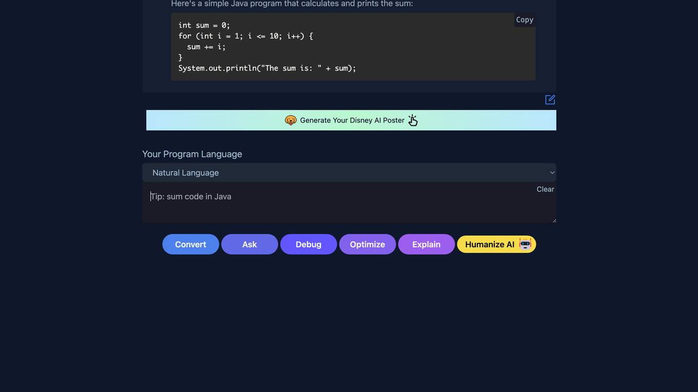 AI Code Converter Screenshot