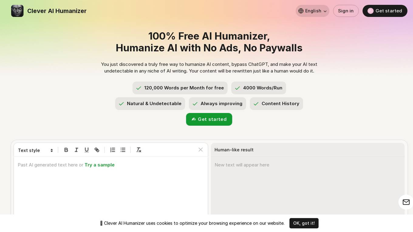 Clever AI Humanizer Screenshot
