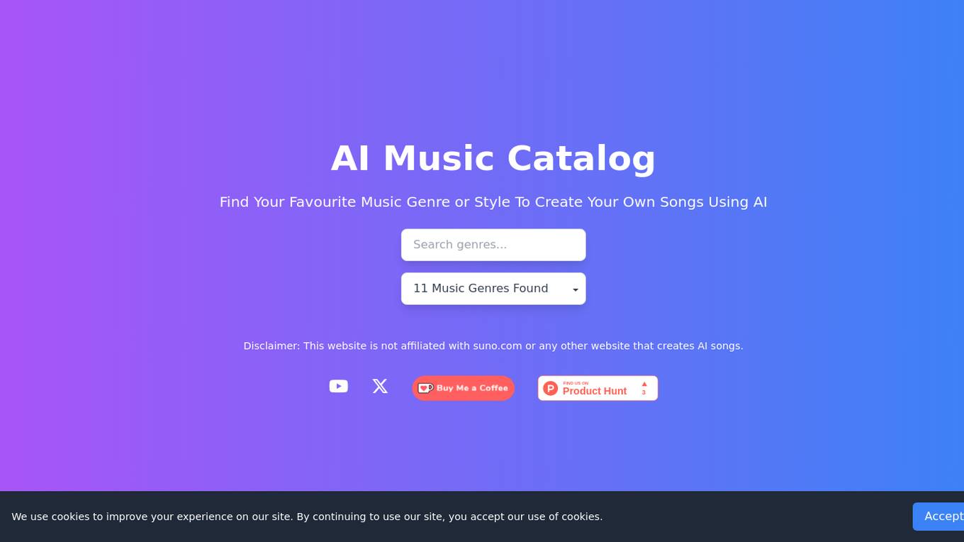 AI Music Catalog Screenshot