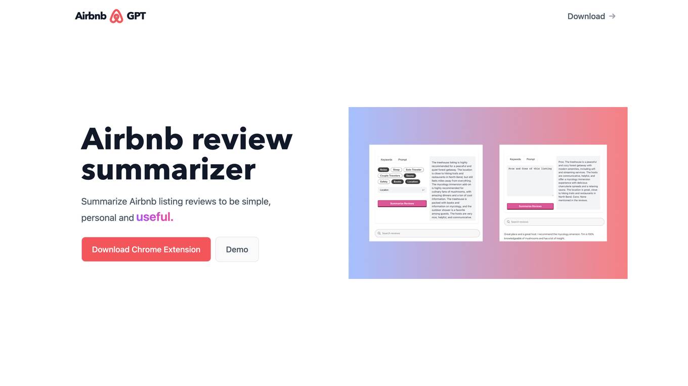 Airbnb Review Summarizer Screenshot