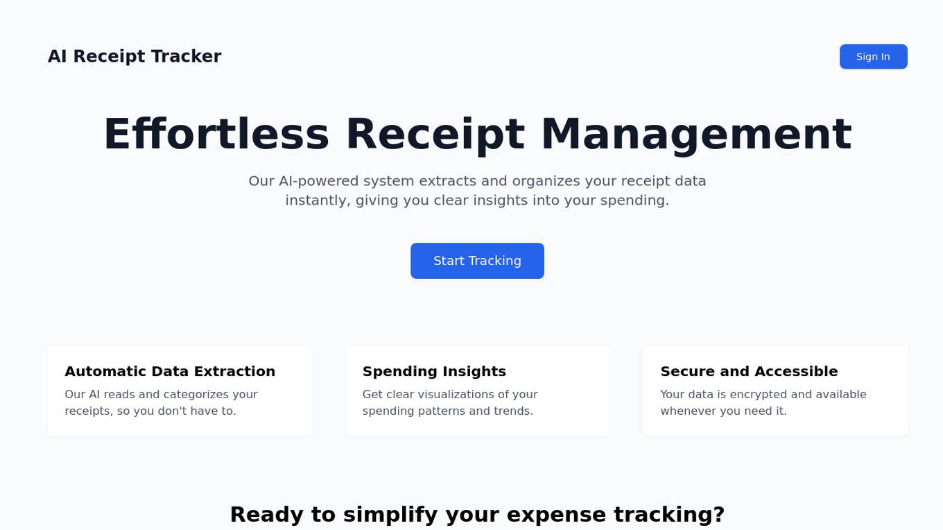 AI Receipt Tracker Screenshot