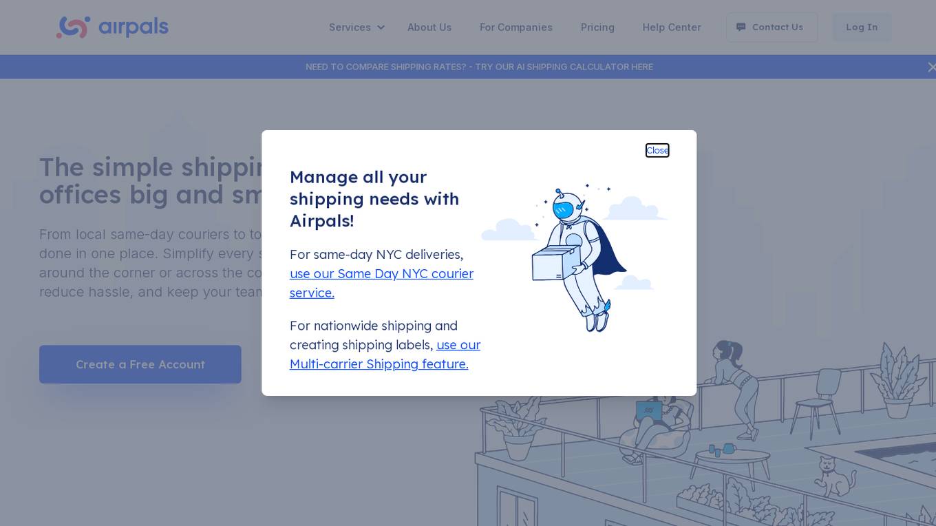 Airpals Shipping Platform screenshot