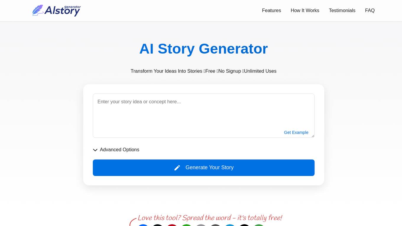 AI Story Generator Screenshot