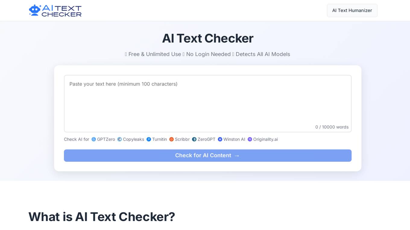 AI Text Checker Screenshot