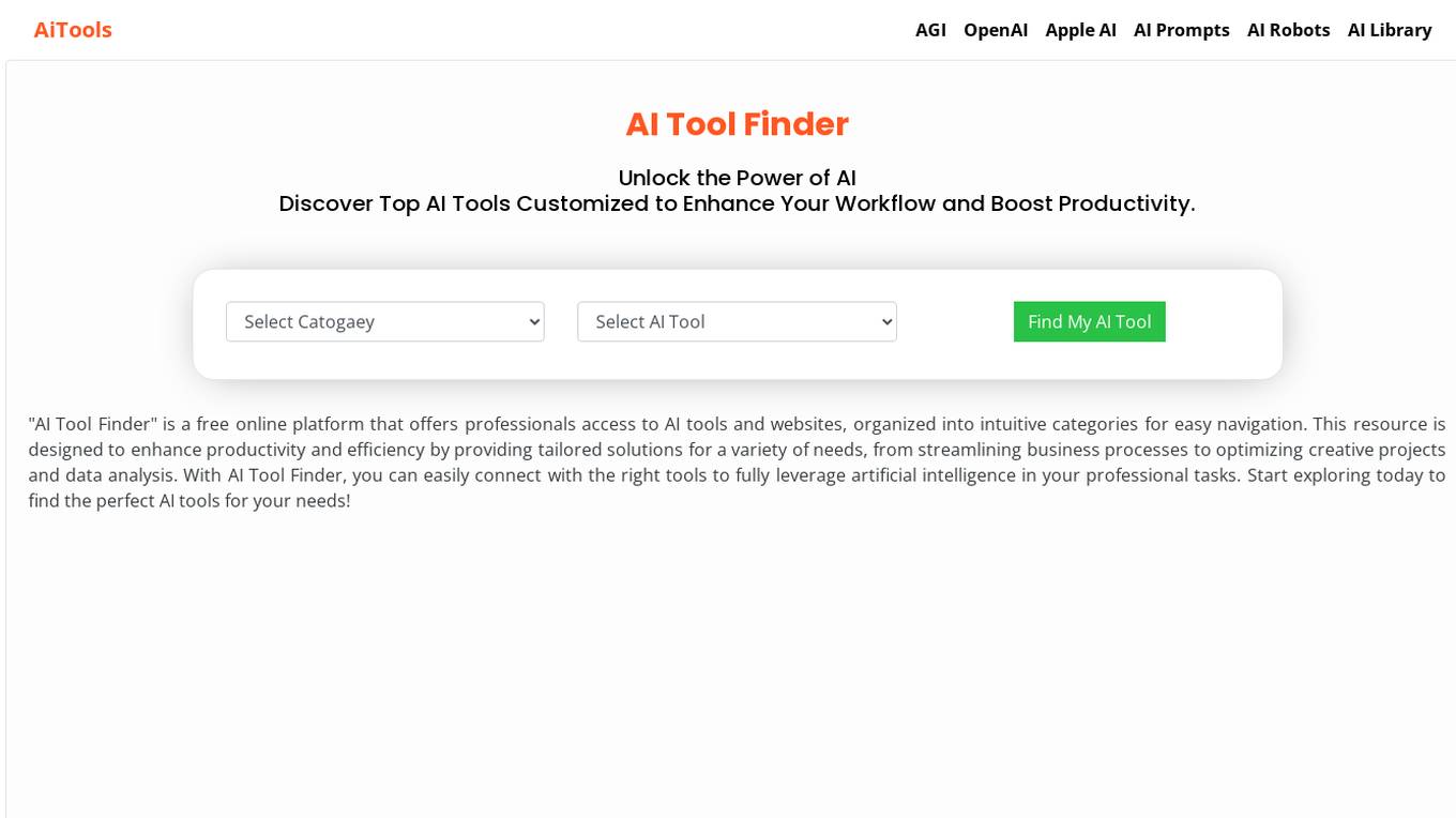 AI Tool Finder Screenshot