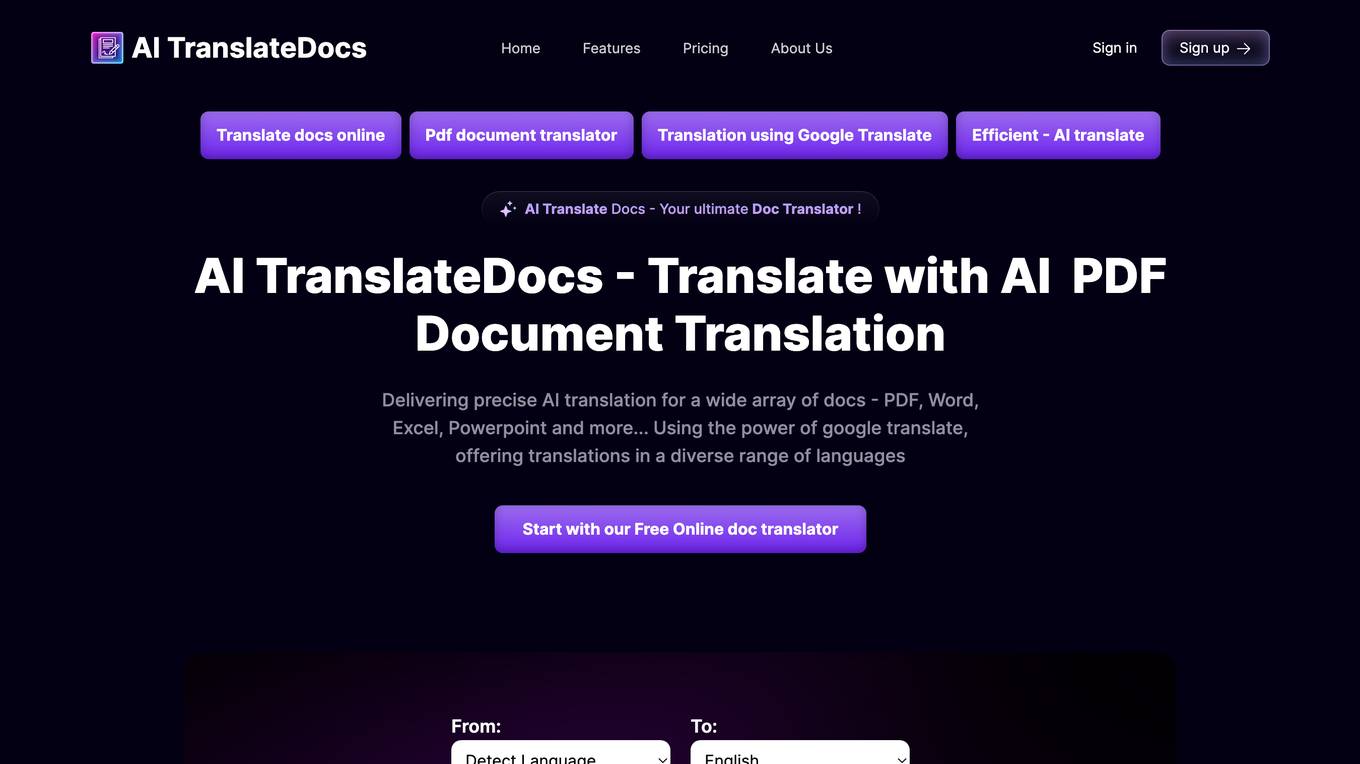 AI TranslateDocs Screenshot