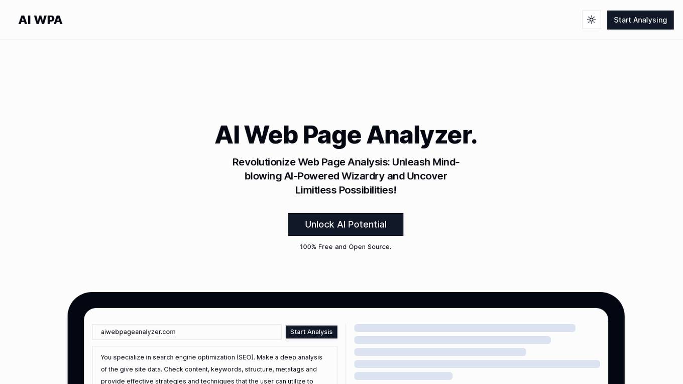 AI Web Page Analyzer screenshot