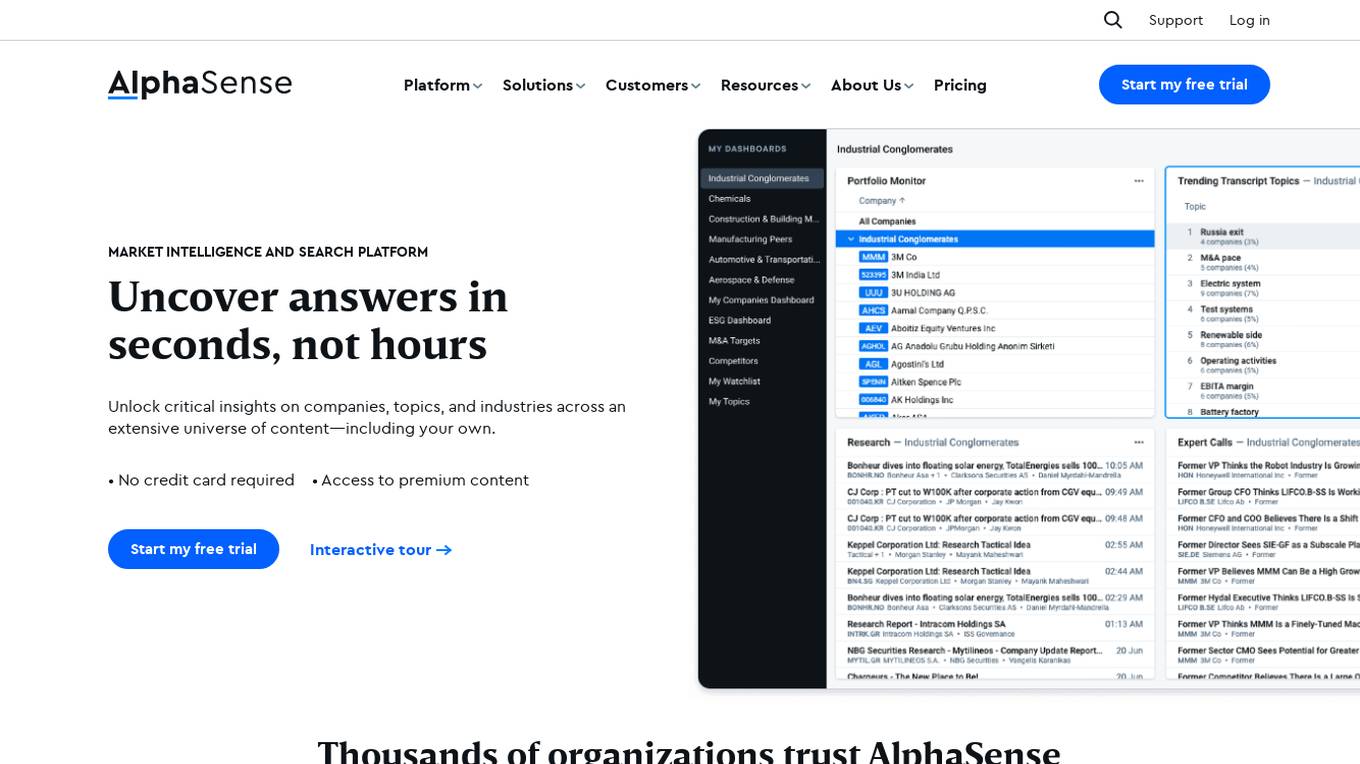 AlphaSense Screenshot