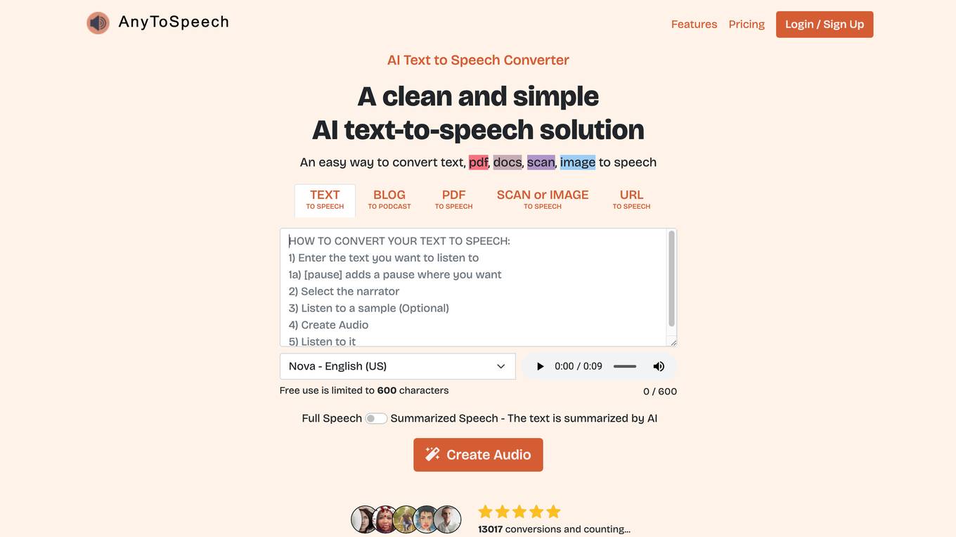 AnyToSpeech screenshot