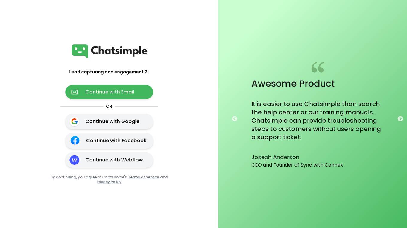 Chatsimple's Agent Builder Platform Screenshot