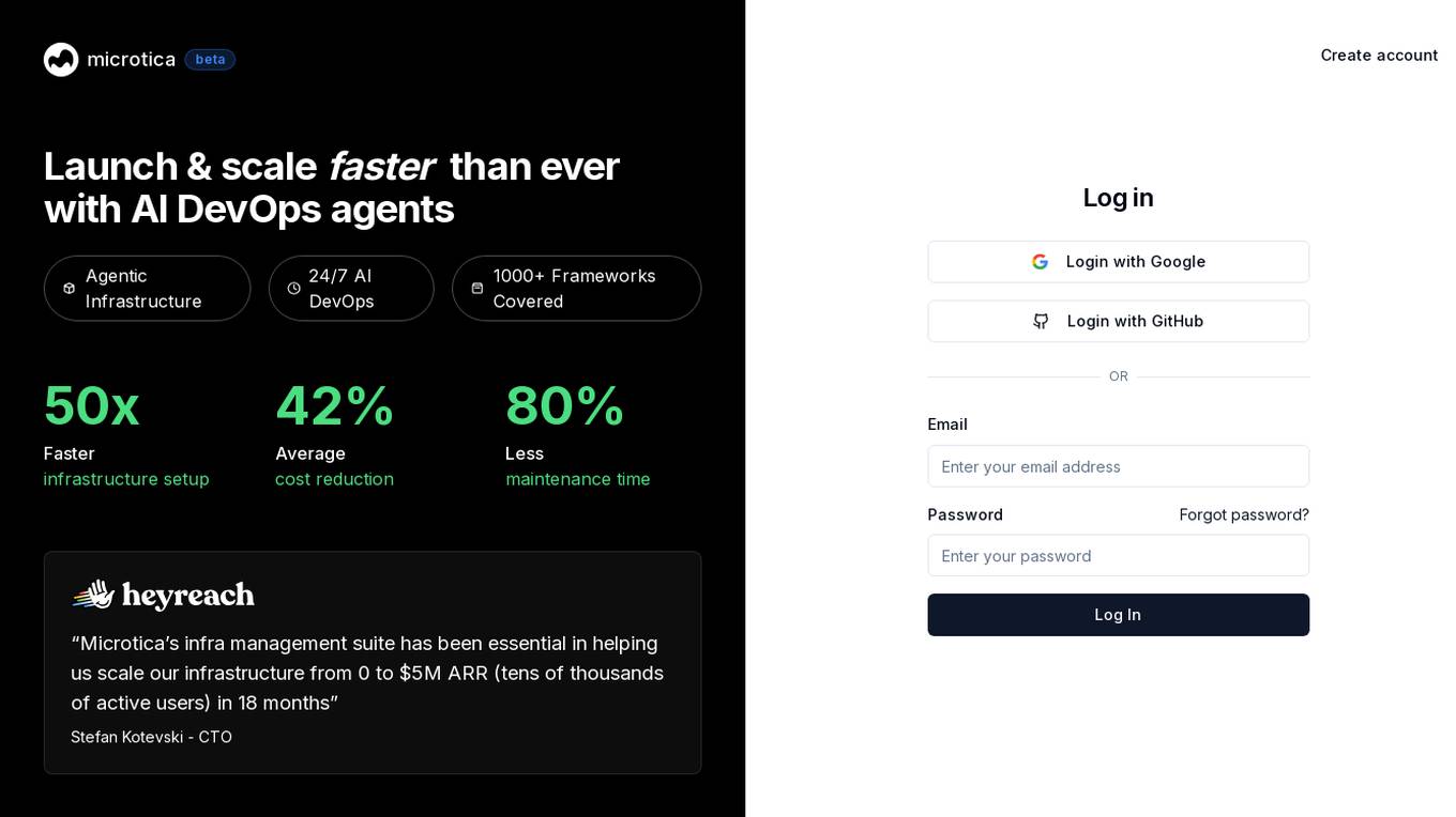 Microtica AI Deployment Tool Screenshot
