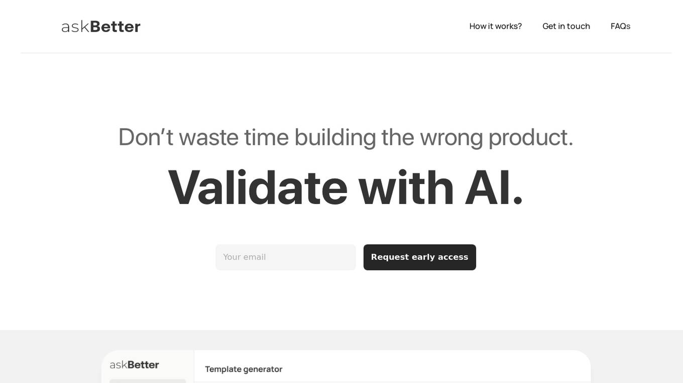 AI Product Validation Tool Screenshot