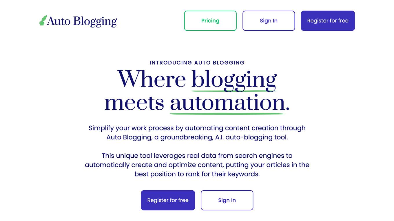 Auto Blogging Screenshot