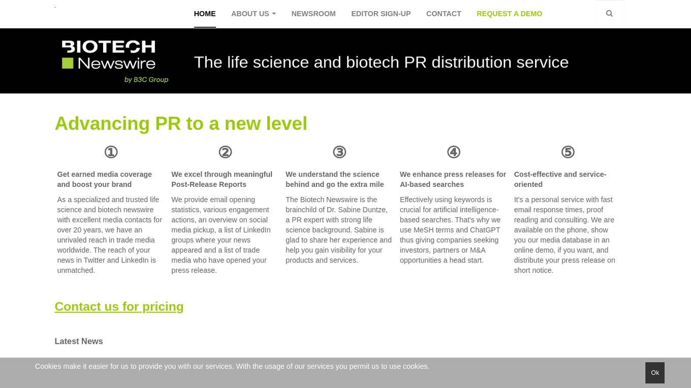 Biotech Newswire Screenshot