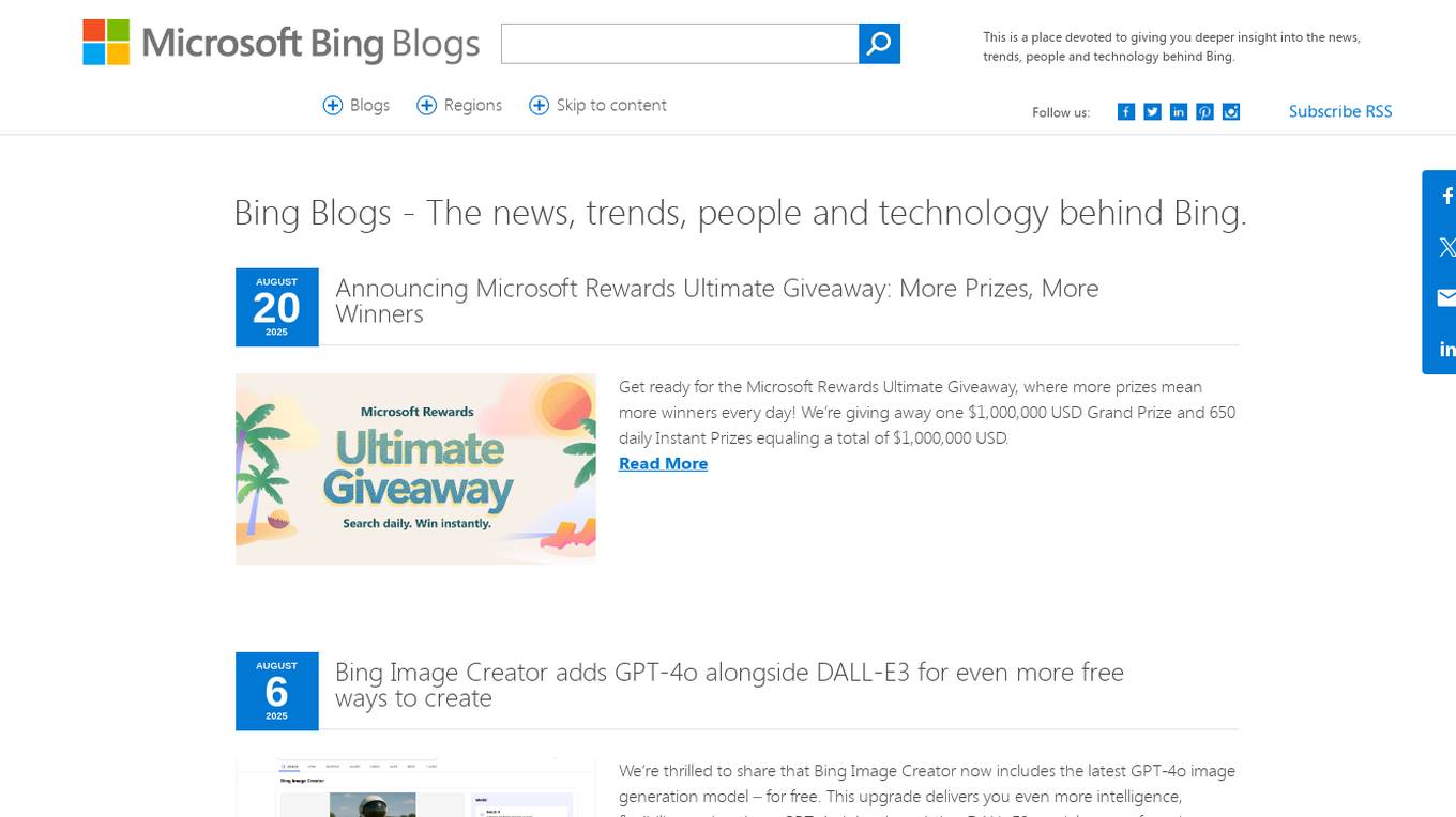 Bing Blogs Screenshot