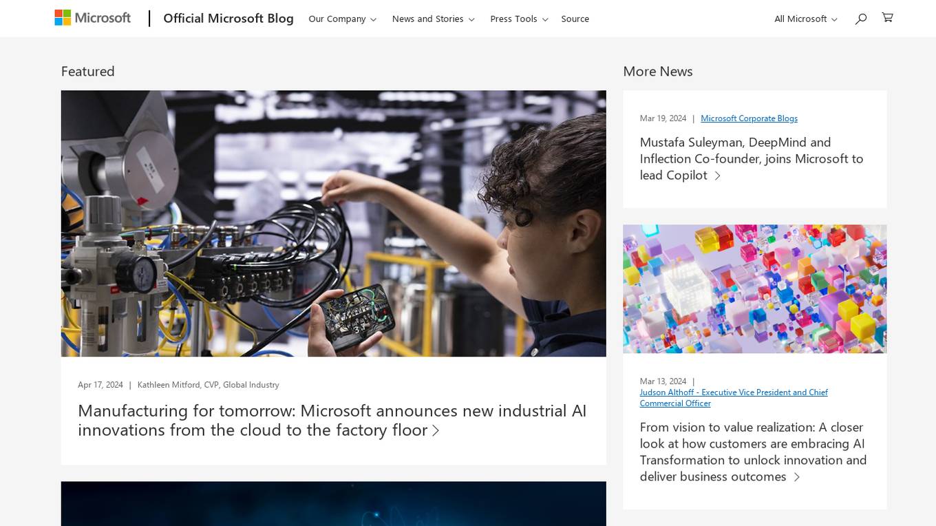 Official Microsoft Blog Screenshot