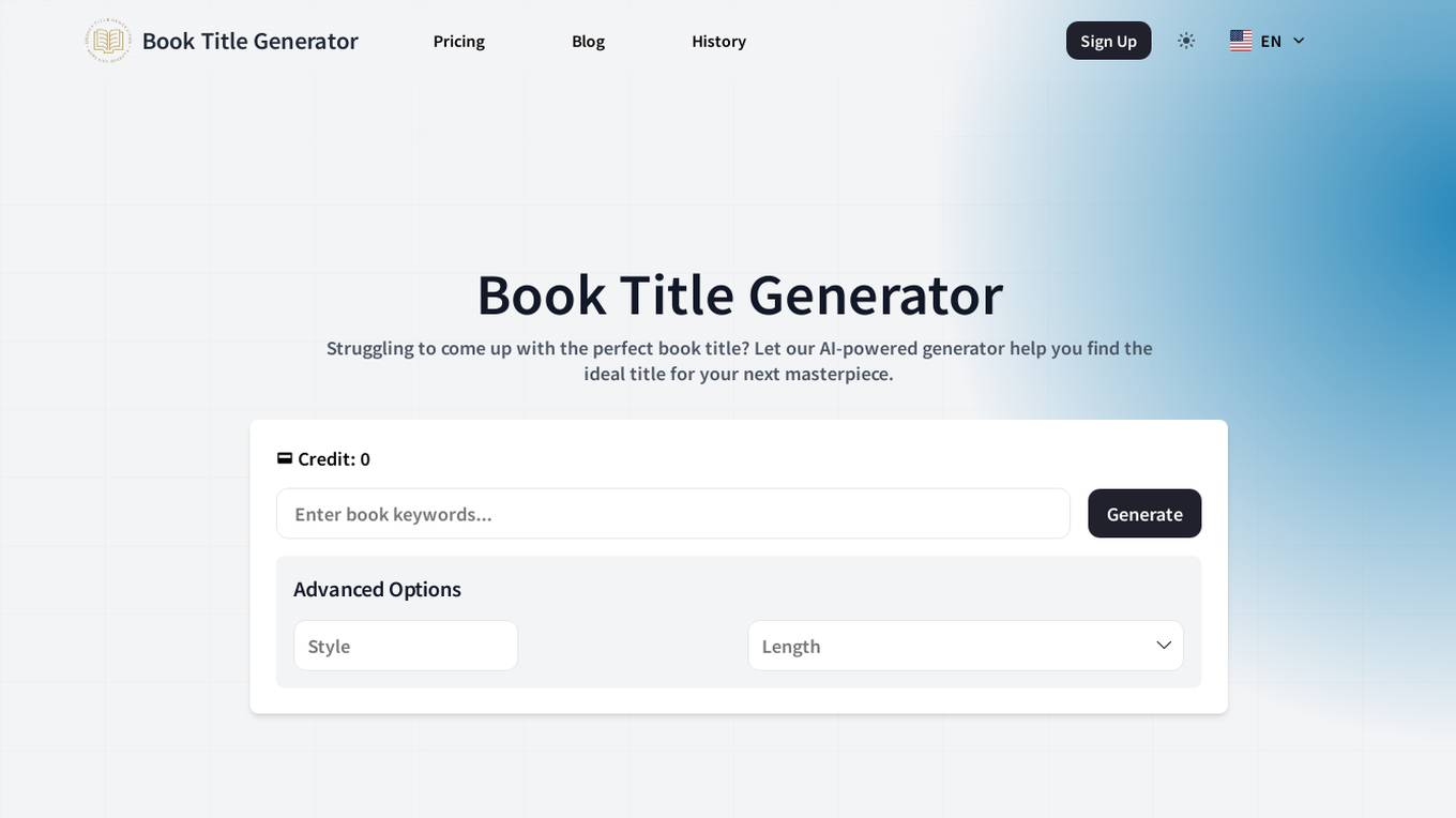 Book Title Generator Screenshot