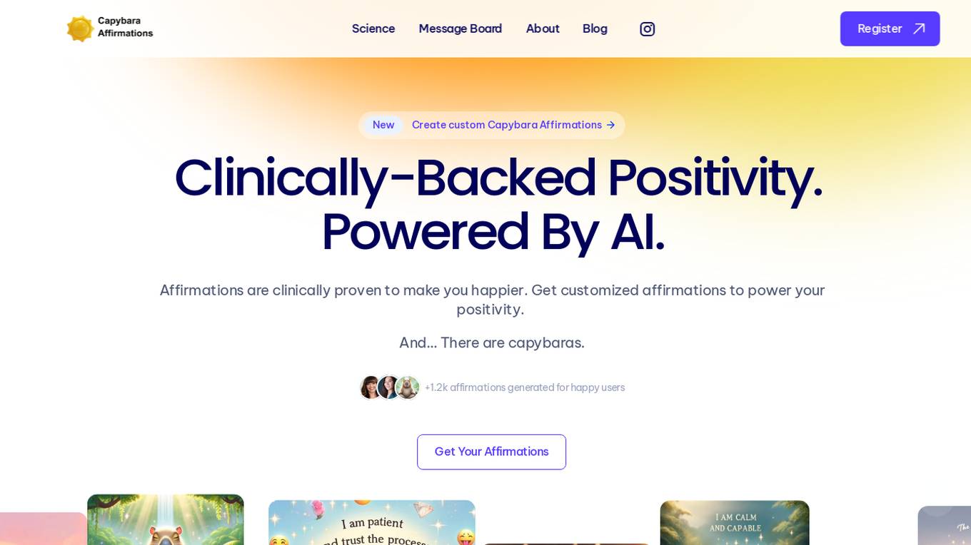 Capybara Affirmations AI screenshot