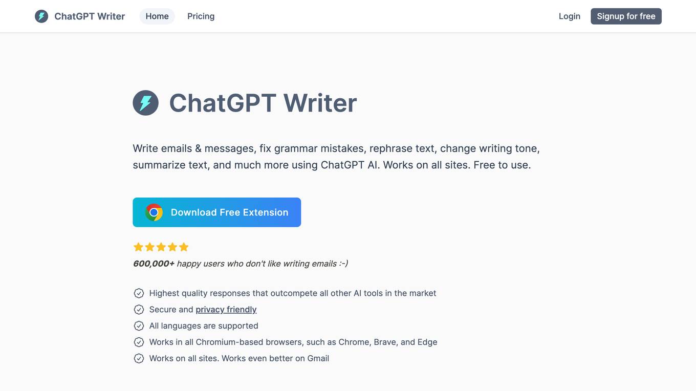 ChatGPT Writer Screenshot