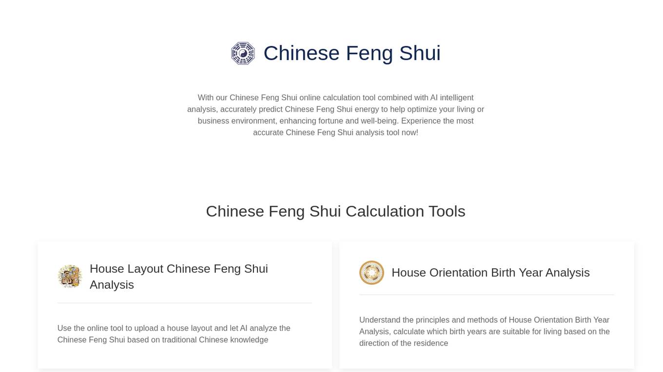 Chinese Feng Shui Online Calculation Tool Screenshot