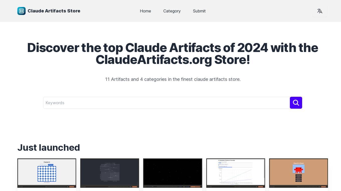 Claude Artifacts Store screenshot