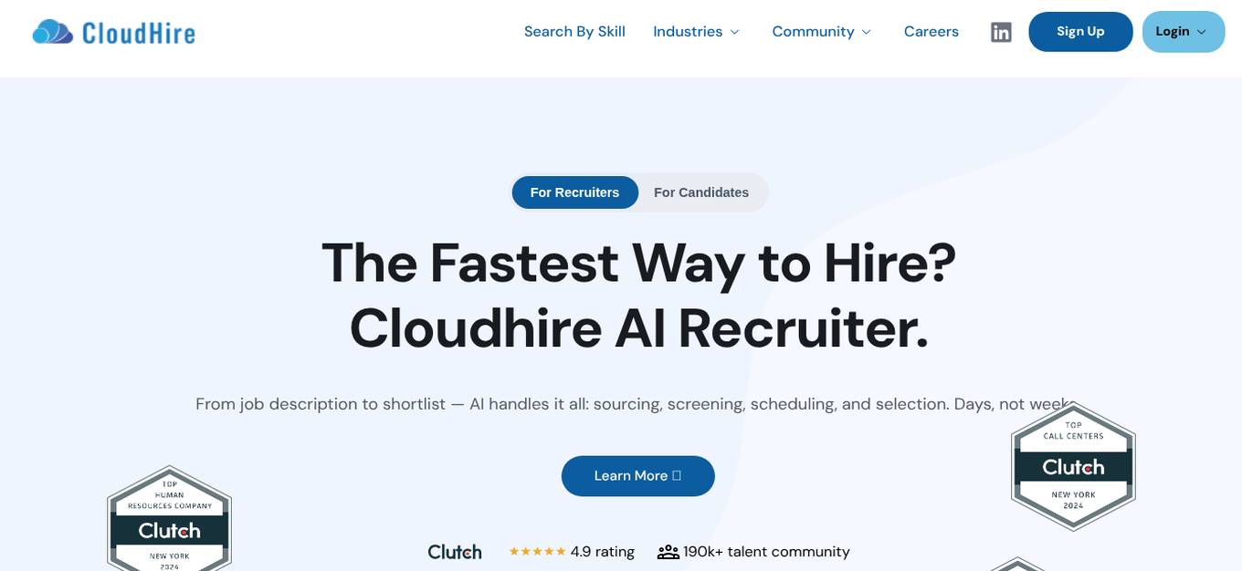 Cloudhire AI Recruiter Screenshot