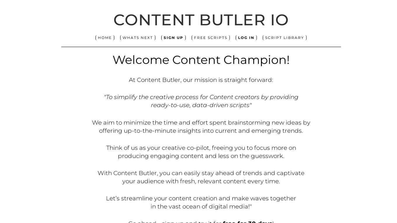 Content Butler Screenshot