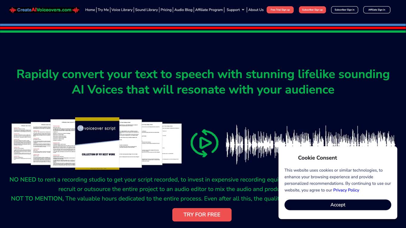 Create AI Voiceovers Screenshot