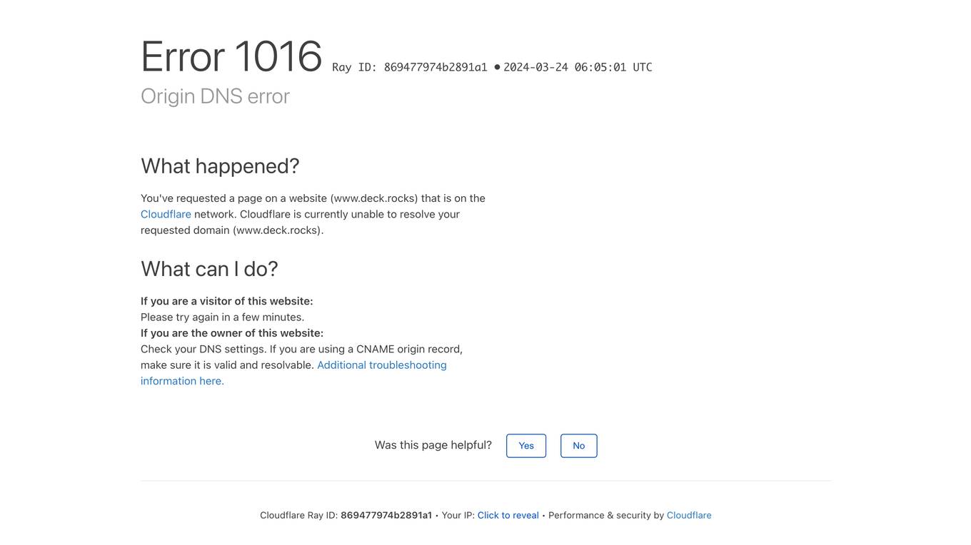 Cloudflare Error Page screenshot