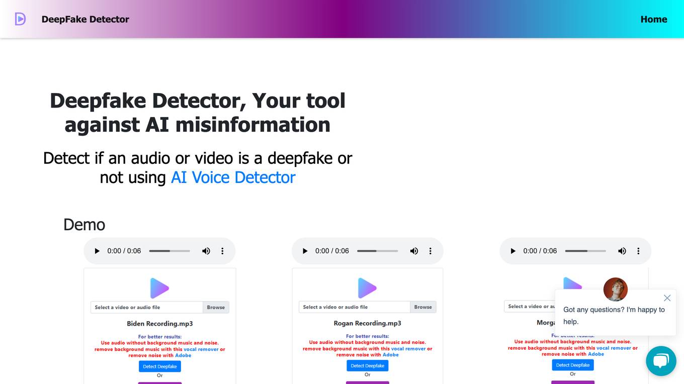 Deepfake Detector Screenshot