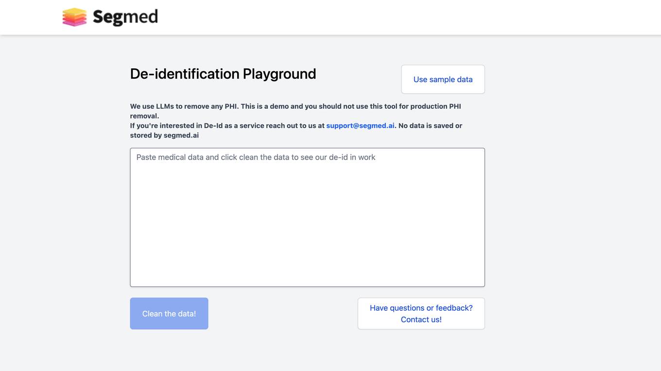 Segmed's De-Id Playground Screenshot