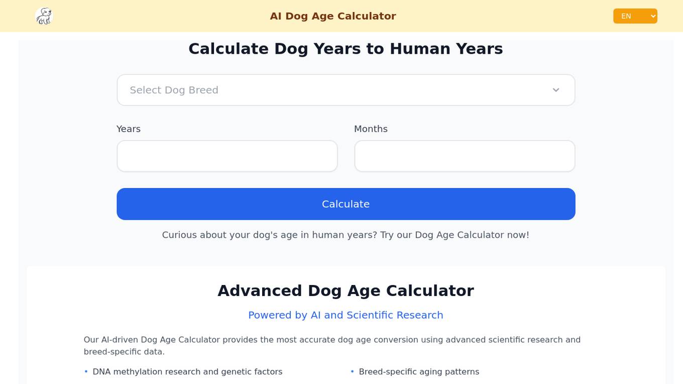 Dog Age Calculator Screenshot