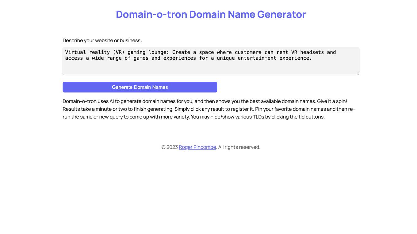 Domain-o-tron Screenshot