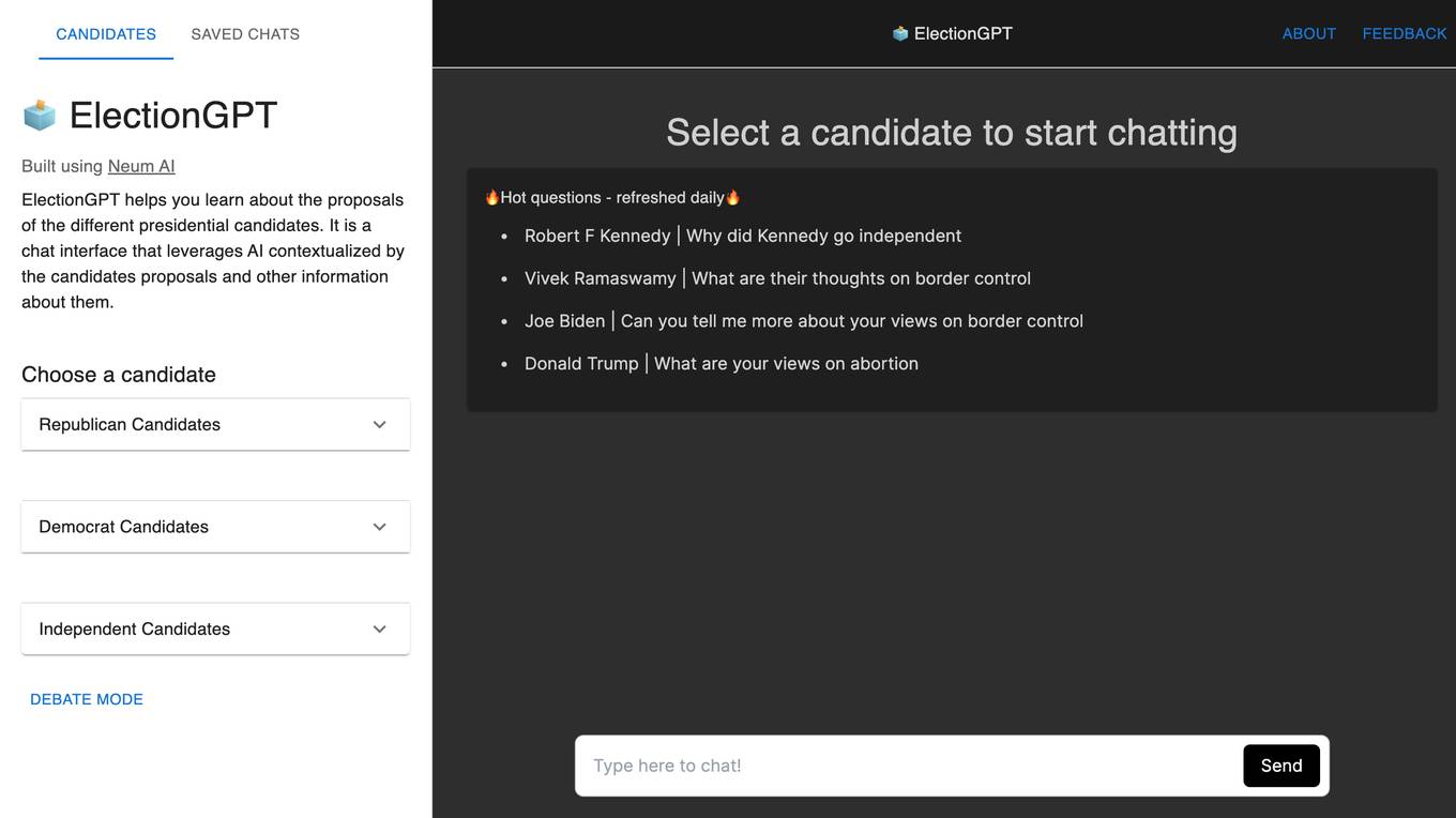 ElectionGPT Screenshot