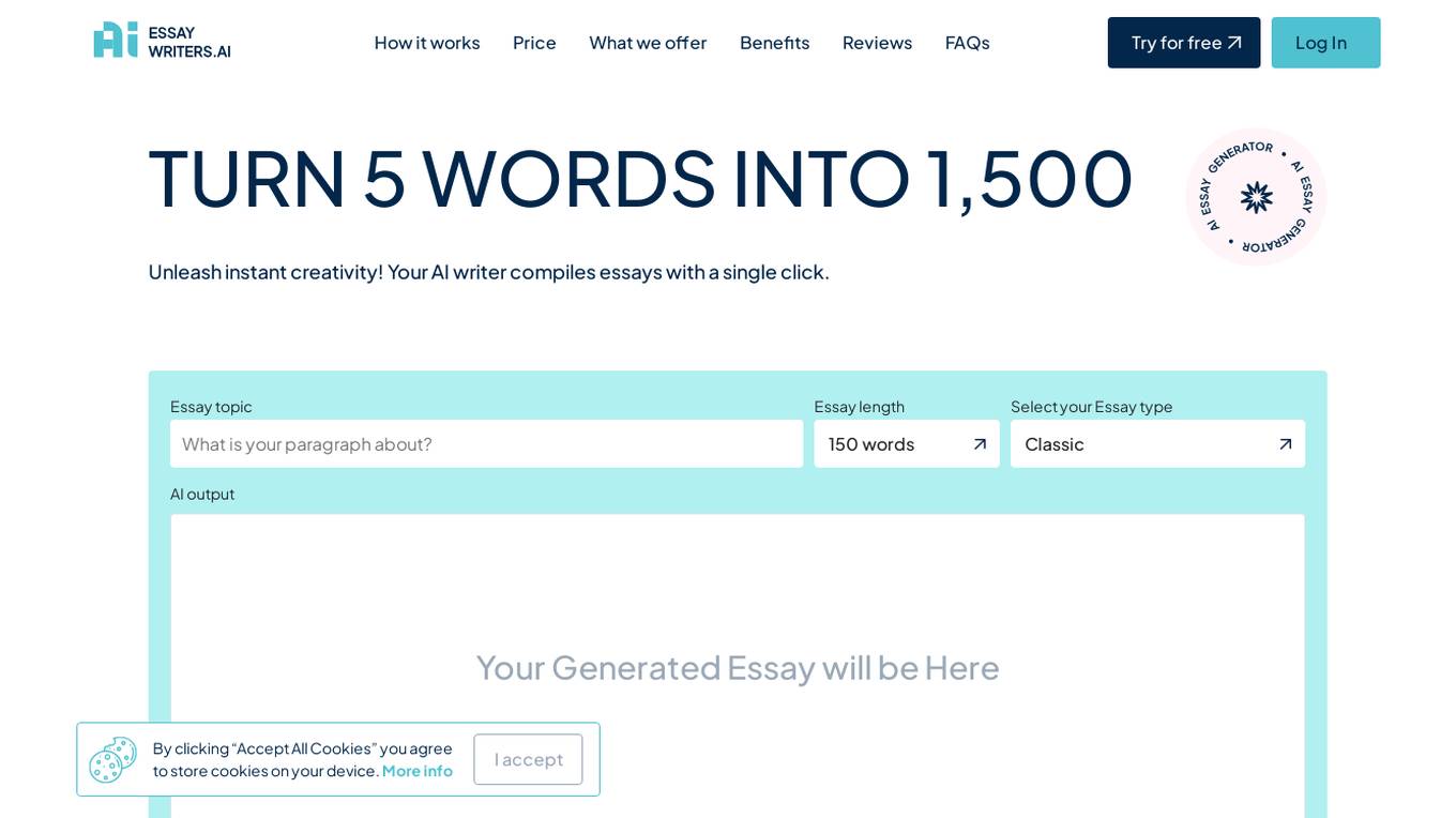 EssayWriters.ai Screenshot