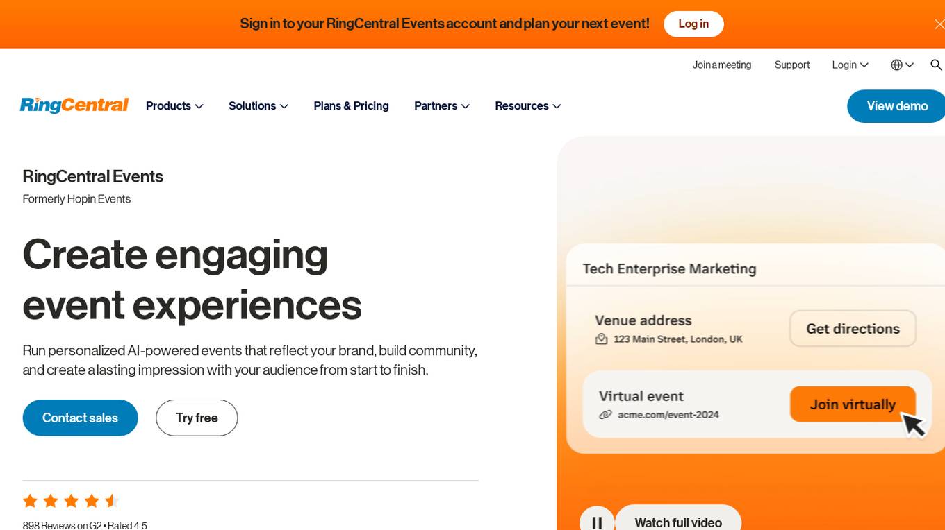 RingCentral Events Screenshot