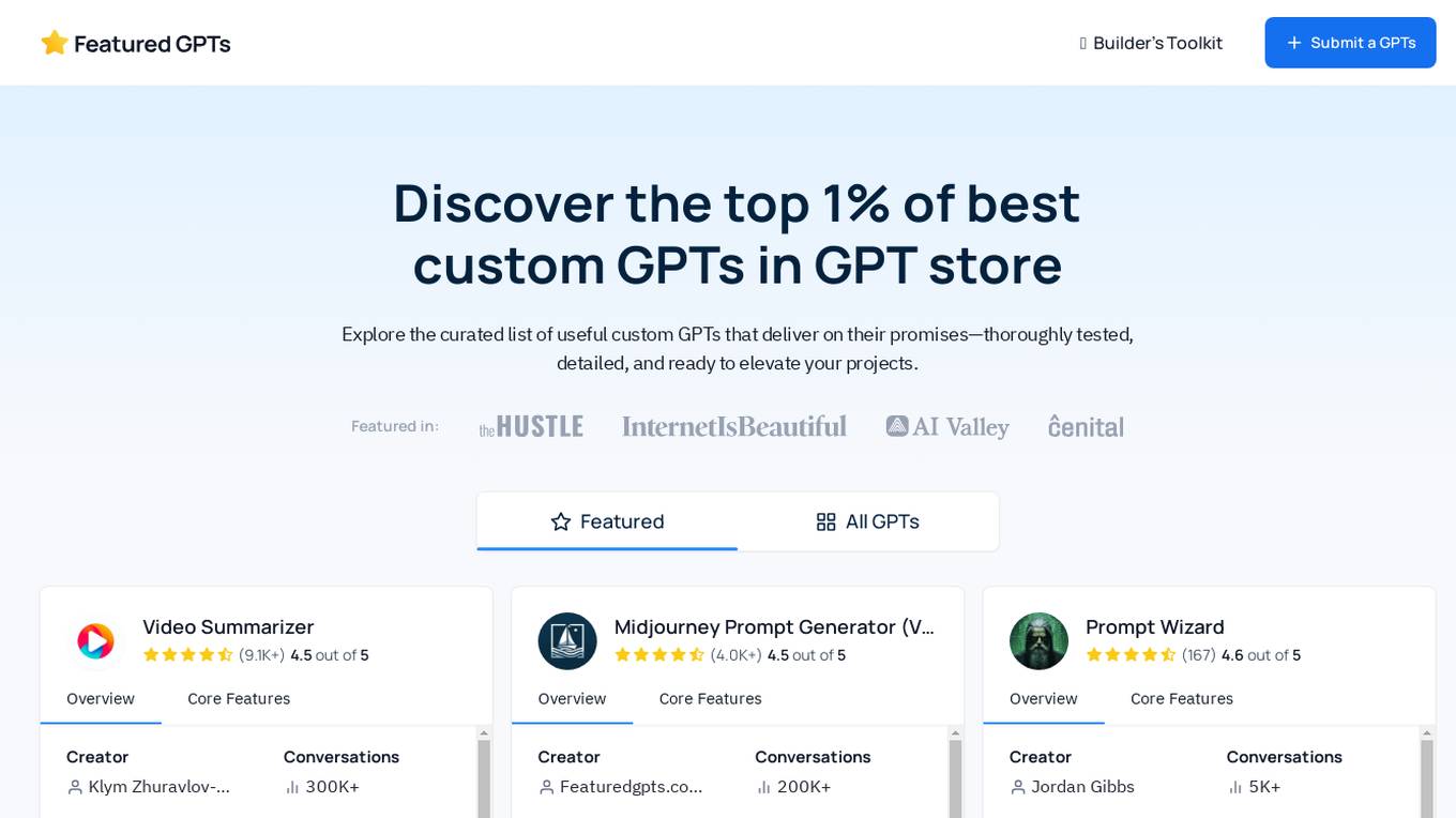 Featured GPTs Screenshot