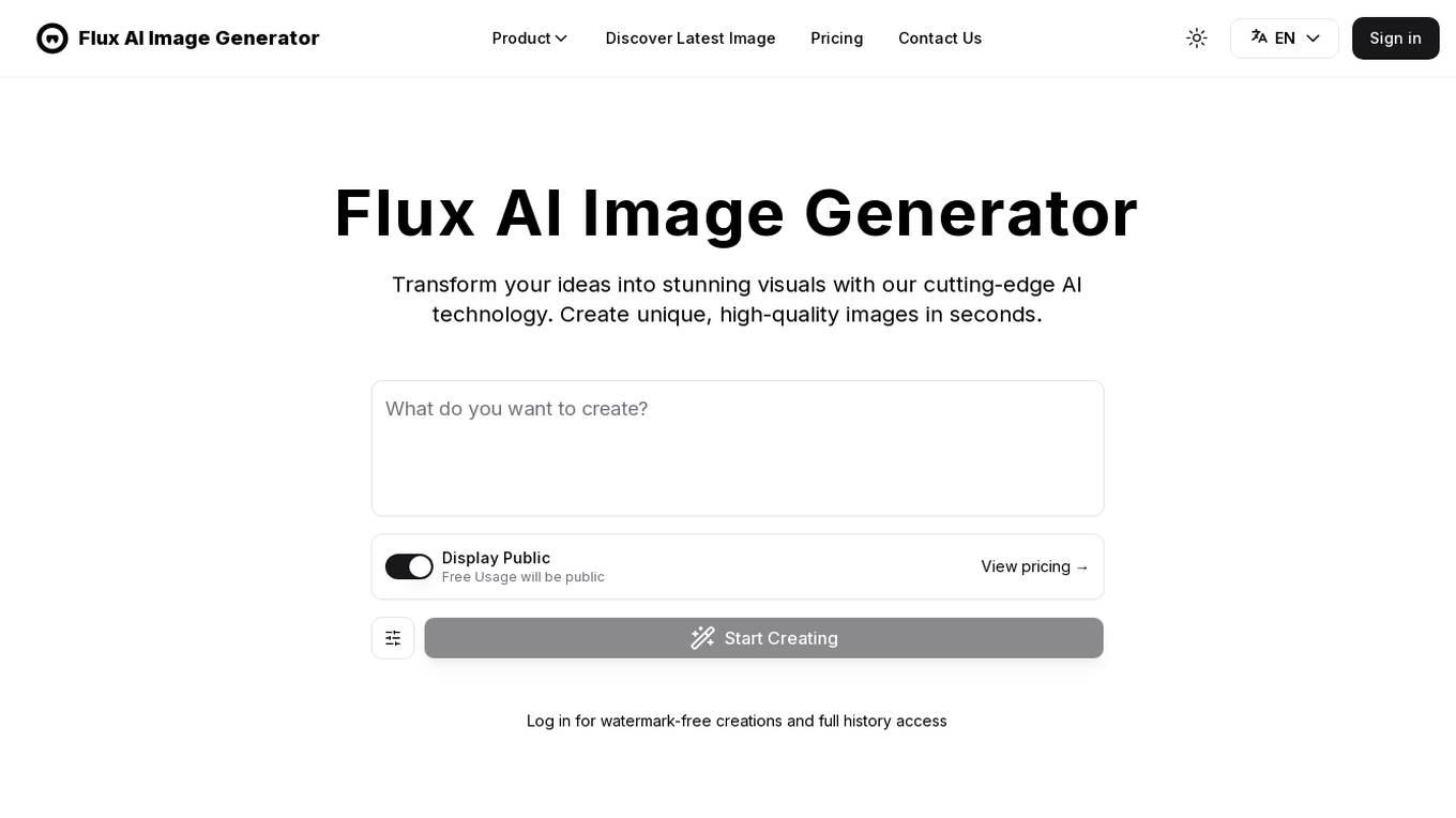 Flux AI Image Generator Screenshot